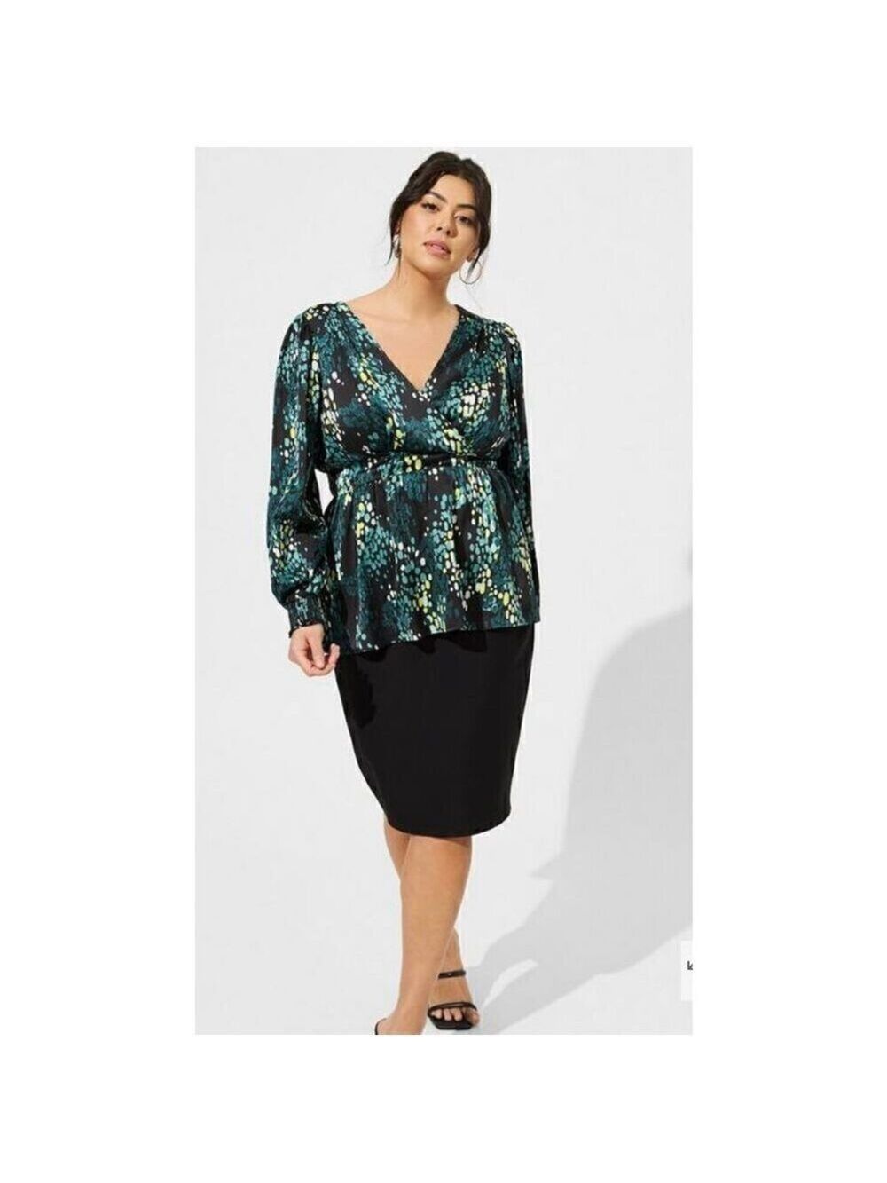 Torrid Satin Surplice Tie Cut Out Back Long Sleeve Blouse (Size  3)